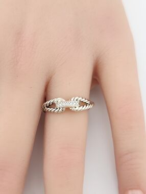 David Yurman Sterling Silver Loop Ring with Pavé Bar Diamonds